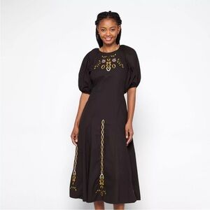 Rhode Resort Gertrude Dress Women's Casual Puff Sleeve Boho Midi